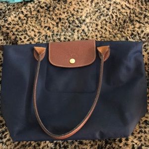 Navy medium Long Champ bag
